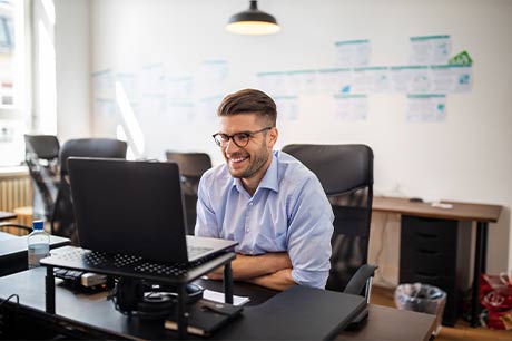 Man on computer taking an oline course