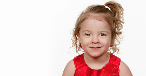Toddler in red